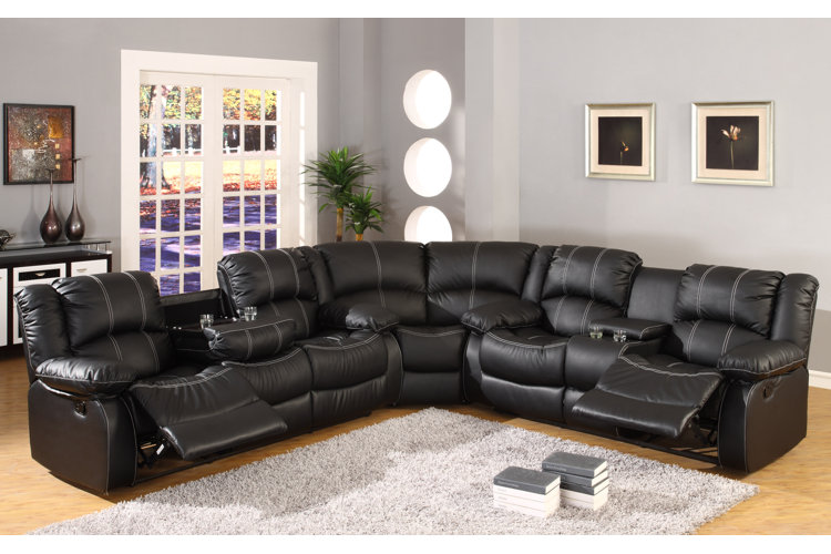 Wayfair black on sale leather sectional